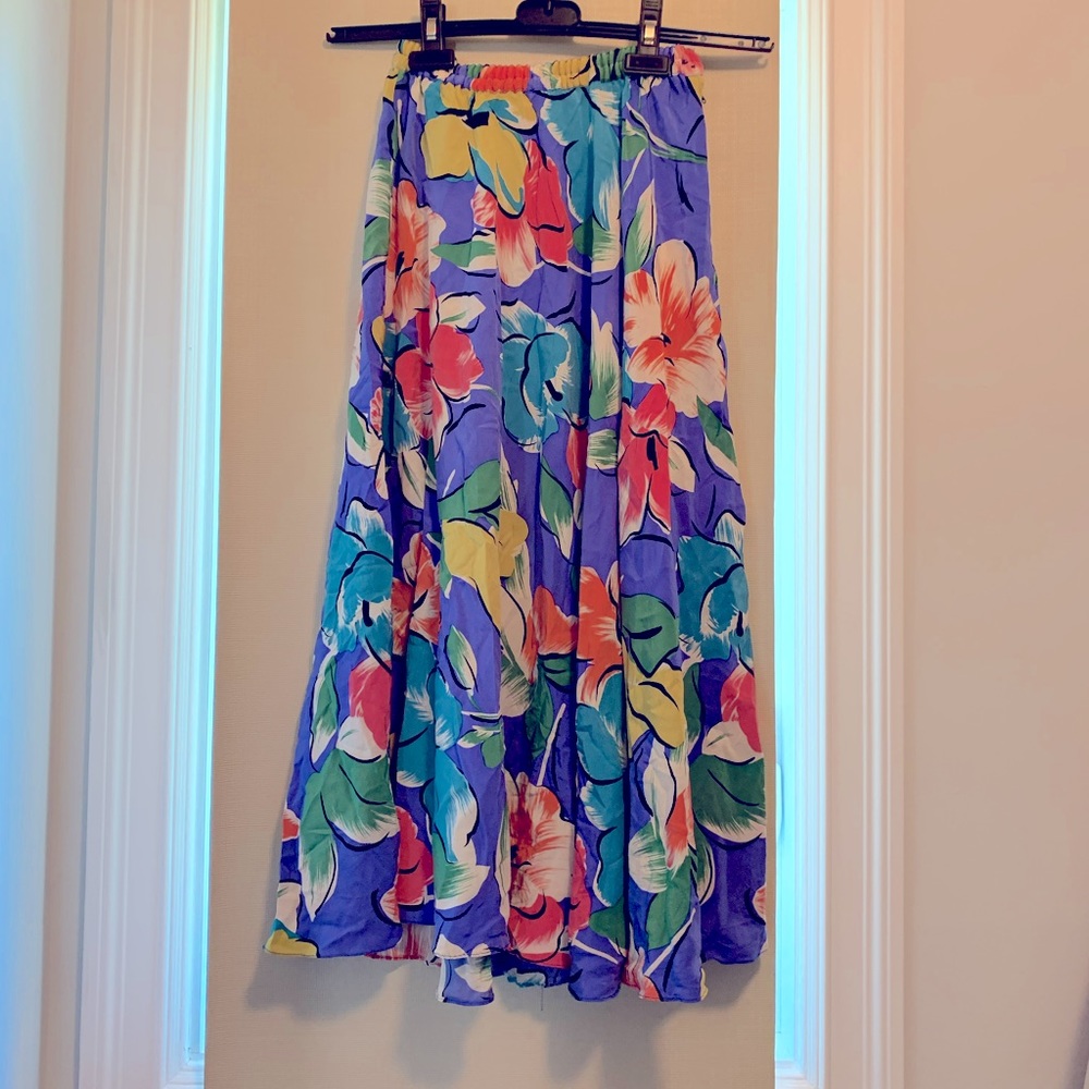 Vintage silk tropical print skirt